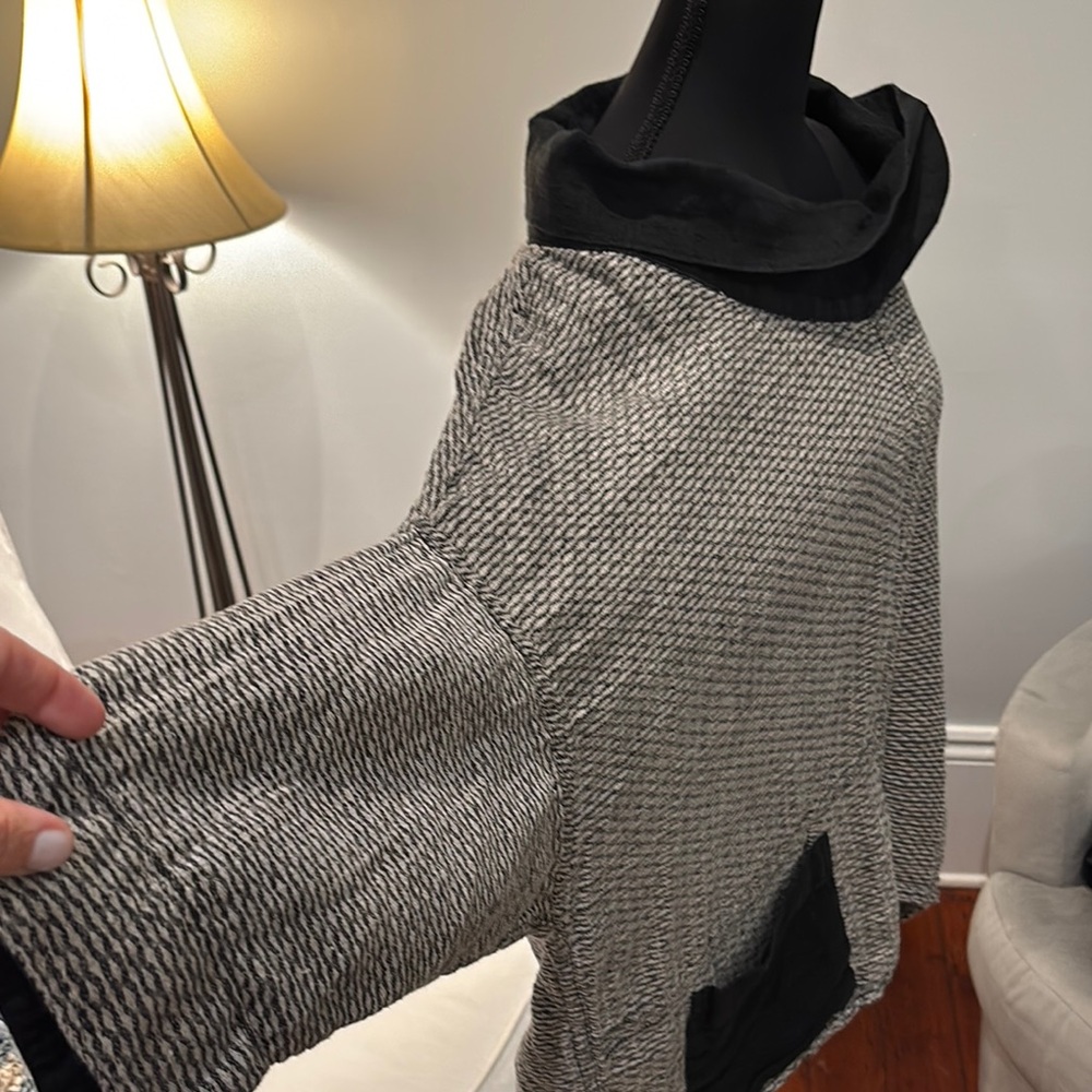 Flax Black and Gray Textured Cowl Neck Blouse - Picture 5 of 10